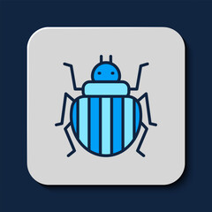 Filled outline Colorado beetle icon isolated on blue background. Vector