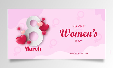international womens day banner 8 march landing page design template