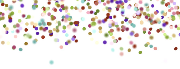  Colorful assorted confetti with serpentine on white