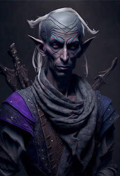 D&D elf character portrait for fantasy RPG, roleplaying games etc, post-processed generative ai