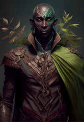 D&D elf character portrait for fantasy RPG, roleplaying games etc, post-processed generative ai