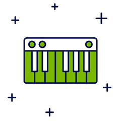 Filled outline Music synthesizer icon isolated on white background. Electronic piano. Vector