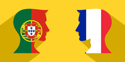 face to face concept. portugal vs france. vector illustration