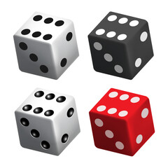 Multicolored dice. Vector set. 3d dice. 