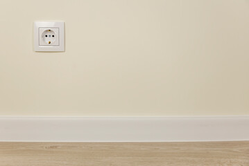 European type wall outlet. Place for text, copy space.