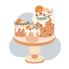 Panettone sweet bread. Vector illustration