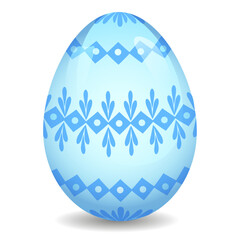 Festive Easter egg Pysanka, a traditional symbol of the Easter holiday, with a traditional graphic linear Ukrainian ornament
