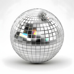 Dancing in the Light: Silver Disco Mirror Ball Isolated