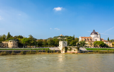 view of the San Giorgio in Braida Church: was founded in 1046 as a Benedictine monastery - Verona, Veneto region in northern Italy