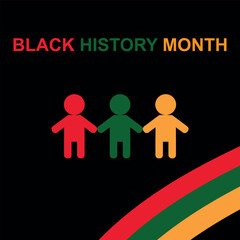 Black history month. African American History. Green, yellow and red flag. People icons. Celebrated annual.