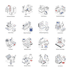 Pack of Industrial Engineering Isometric Icons 

 - obrazy, fototapety, plakaty