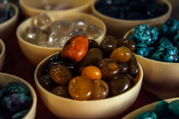 Semi-precious stones and minerals for use in jewelry and interior items. Jewelry background