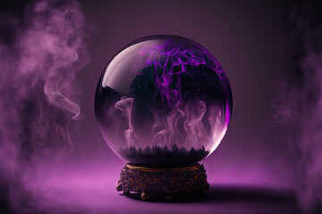 Magic crystal ball for future prediction. Generative AI - obrazy, fototapety, plakaty