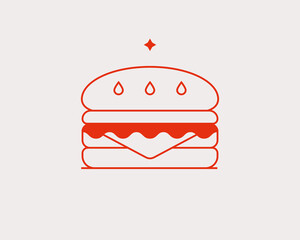 burger illustration in flat style design. Vector illustration	