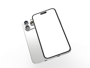3d smartphone with blank screen isolated