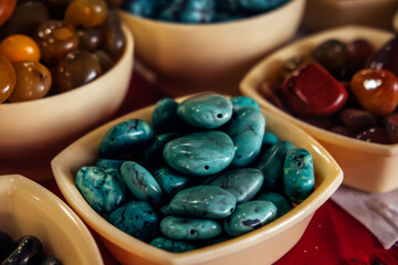 Semi-precious stones and minerals for use in jewelry and interior items. Jewelry background