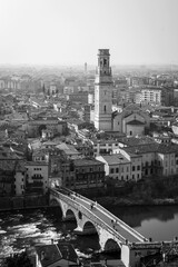 panoramic view of the ancient city of verona with the adige river dividing the old city from the new