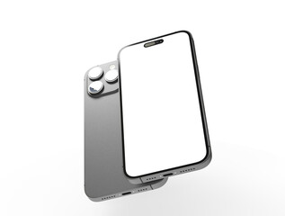 3d smartphone with blank screen isolated