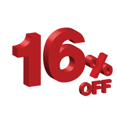 sixteen 16 percent off 3d vector illustration 