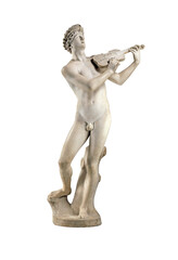 Marble naked musician and poet Orpheus statue isolated
