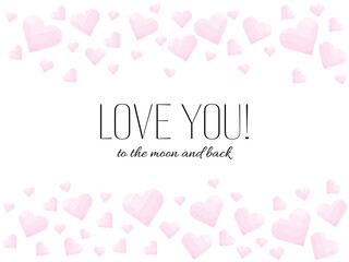 Pink watercolor hearts card background, love valentines day. Wallpaper.