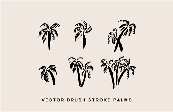 BRUSH STROKE PALMS RETRO VECTOR LOGO 
