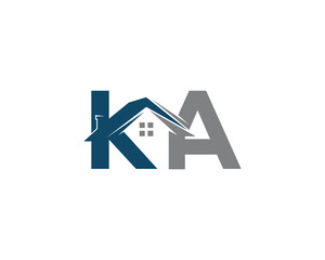 Abstract KA Letter Creative Home Shape Logo Design. Unique Real Estate, Property, Construction Business identity Vector Icon.  - obrazy, fototapety, plakaty