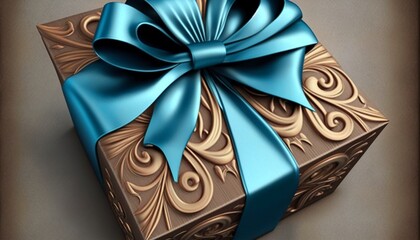 Fototapeta premium ribbon tie gorgeous luxury gift box isolated.