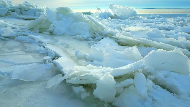 Behold the ethereal beauty of broken ice on a cold winter day.
