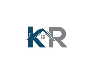 Abstract KR Letter Creative Home Shape Logo Design. Unique Real Estate, Property, Construction Business identity Vector Icon. 