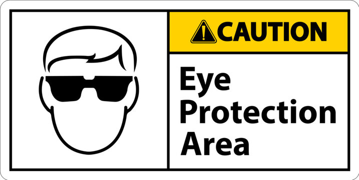 Caution Eye Protection Area Symbol Sign On White Background