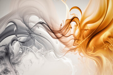 Abstract smoke pastel gold, silver, purple colors background wallpaper like flames - created with AI