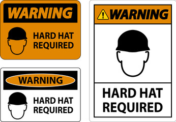 Warning Hard Hat Required Sign On White Background