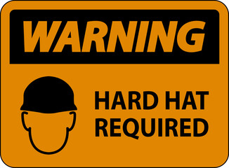 Warning Hard Hat Required Sign On White Background