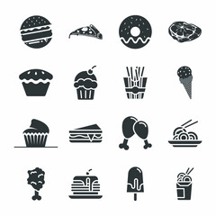 fast food icon collection vector