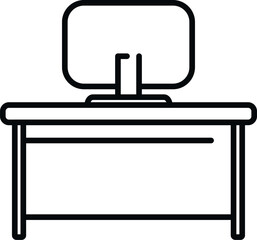 Home desk icon outline vector. Workplace office. Correct position