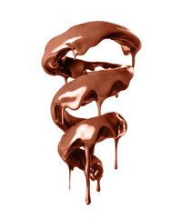 Melted chocolate with milk in a swirling shape isolated on a white background