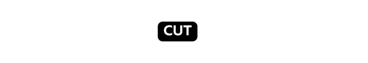 CUT typography banner with transparent background and black text background colour