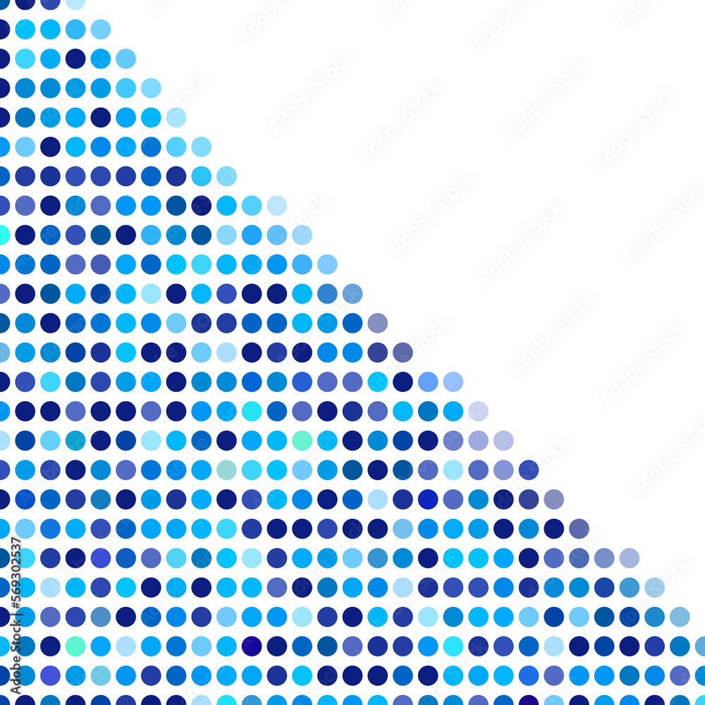 Poster Mosaic background random dark and light blue circles, pattern of polka dots, neutral versatile pattern for business techno style design.