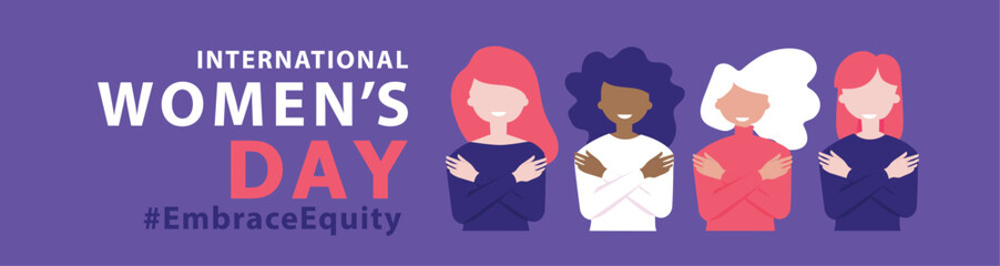 Womans international day. 8th march. Embrace Equity. EmbraceEquity campaign. Stand up against discrimination and stereotype