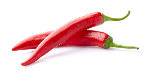 Red peppers on white background