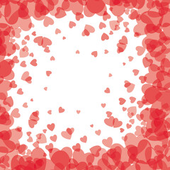 Love romantic background witn red hearts, vector Valentines day pattern, invitation card design