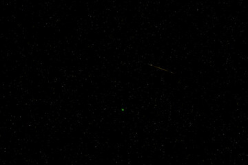On February 1-2, 2023, the rare green comet C/2022 E3 (ZTF) made its closest approach to earth. This comet with fireball meteors was taken 2/1 at 05:43:31 AM PST (UTC-8) near Ashland Oregon.