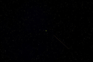 On February 1-2, 2023, the rare green comet C/2022 E3 (ZTF) made its closest approach to earth. This comet with fireball meteors was taken 2/1 at 06:21:55 AM PST (UTC-8) near Ashland Oregon.