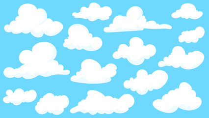 Clouds hand draw set vector on blue background  , Vector illustration EPS 10
