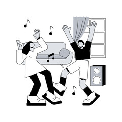 At-home dance class abstract concept vector illustration. Home dance quarantine training platform, online lesson, relief stress, live streaming, stay home, social distance abstract metaphor.