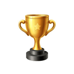 Award golden trophy, 3d Cartoon winners champion cup. Gold achievement vecior, success concept vector illustration - 569303975