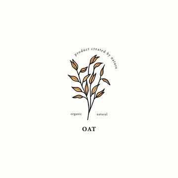 Line art oats branch drawing