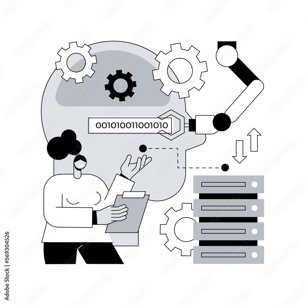 Poster artificial intelligence abstract concept vector illustration. machine learning, data science, artifi