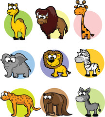 Big collection of cute cartoon animals,birds and sea creatures of the world.Big fauna of the world icon set.Vector illustration isolated on white